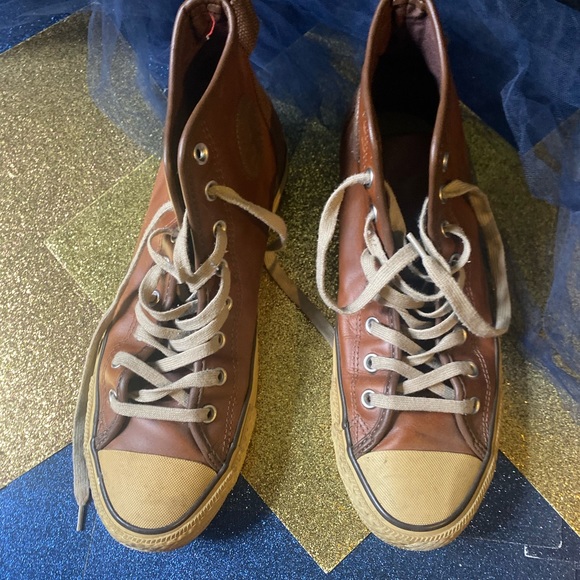 CONVERSE LTHR VTG WARM COGNAC Sneakers FLAWED RARE - Picture 6 of 16